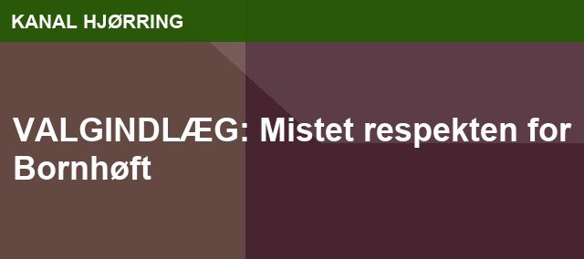 VALGINDLÆG: Mistet respekten for Bornhøft
