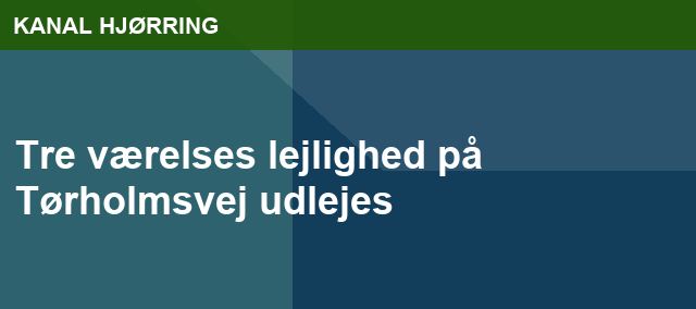 Tre værelses lejlighed på Tørholmsvej udlejes