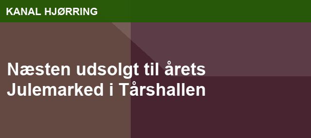 Næsten udsolgt til årets Julemarked i Tårshallen