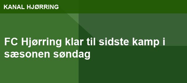 FC Hjørring klar til sidste kamp i sæsonen søndag