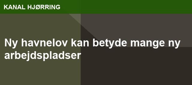 Ny havnelov kan betyde mange ny arbejdspladser