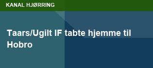 Taars/Ugilt IF tabte hjemme til Hobro
